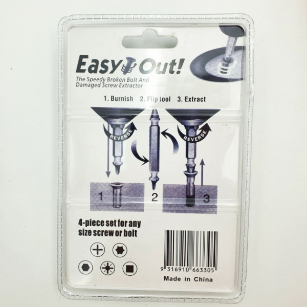 Набор бит и экстракторов EASY OUT TOOL для выкручивания саморезов и болтов