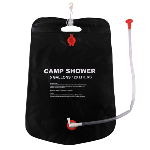 Подвесной душ для кемпинга и дачи 20л, Camp Shower, резиновый душ пакет для туризма, черный, с лейкой