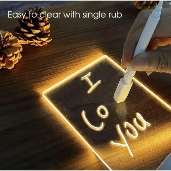Ночник-светильник с доской для заметок, 12,5x17,5 см, USB питание, 3 оттенка подсветки, меловой маркер