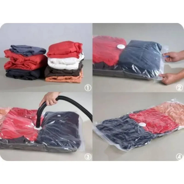 Вакуумный пакет для хранения Vacuum Bag, 60*80 см, с клапаном, прозрачный