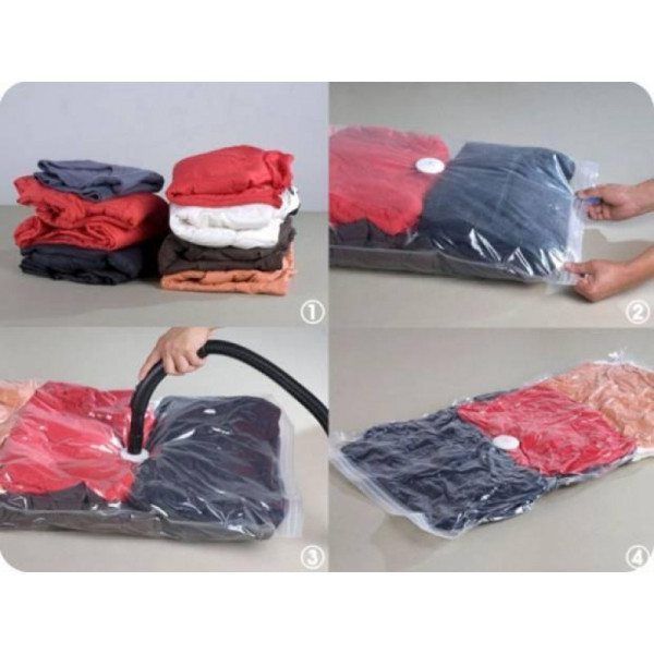 Вакуумный пакет для упаковки вещей Vacuum Bag, 70*100 см, с клапаном, прозрачный
