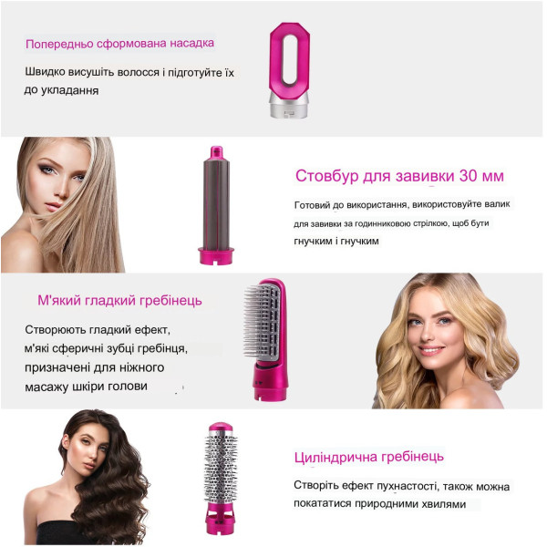 Мультистайлер в кейсе 5в1 Hot AIR Style многофункциональный фен-расческа с 5 насадками