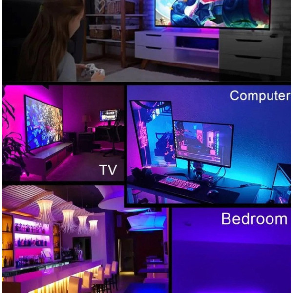LED лента 5050 RGB, 5 метров, USB питание, для декоративной подсветки