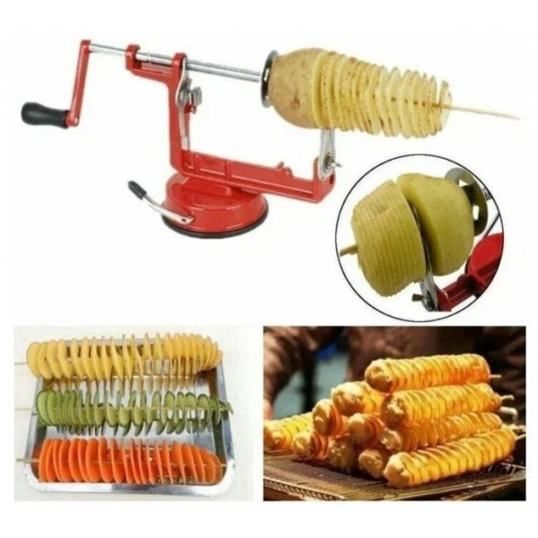 Машинка для резки картофеля спиралью Spiral Potato Chips Red