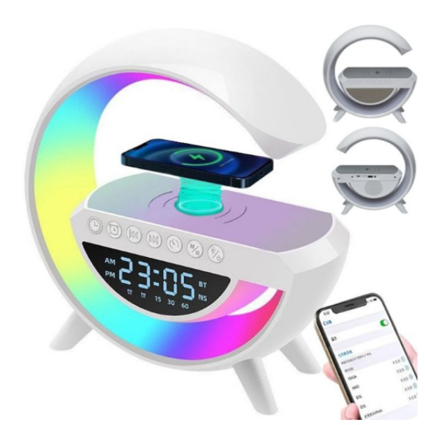 Ночник настольный с беспроводной зарядкой RGB Happy Light Smart Light Sound Machine 24 см