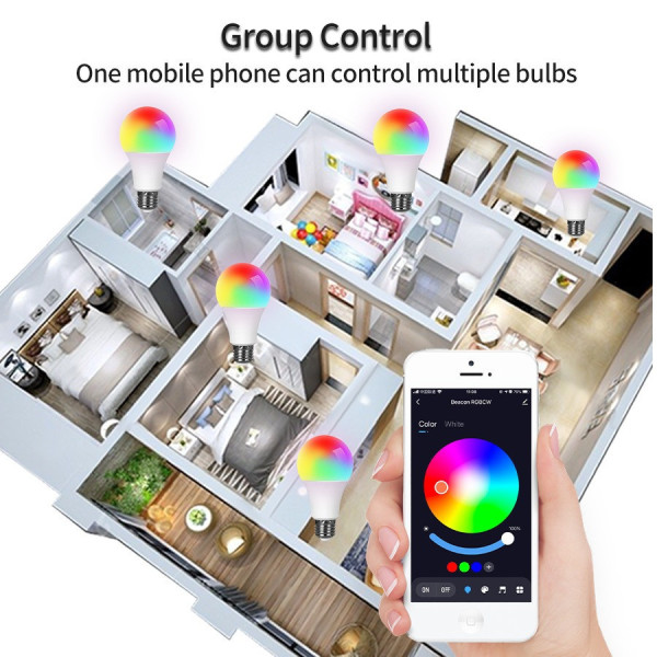 Умная лампочка Tuya E27 LED Bluetooth RGB Color & White интеллектуальное освещение