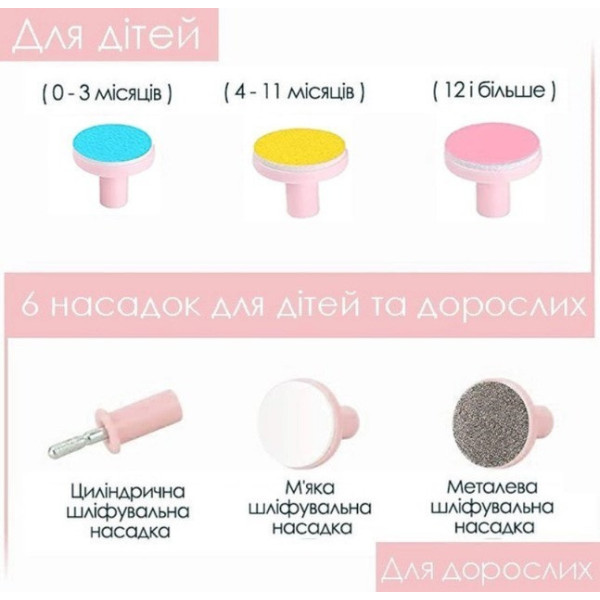 Электрический триммер для ногтей 6-в-1 с LED подсветкой, безопасный
