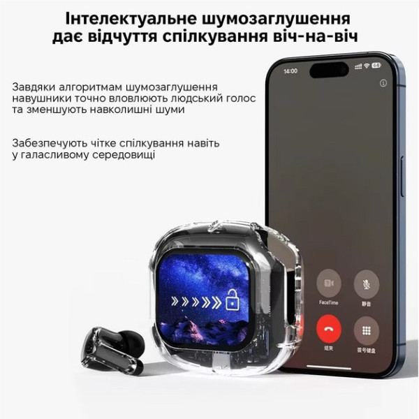 Беспроводные наушники Inspire Air MAX, прозрачный кейс, LCD-дисплей, Bluetooth 5.0, сенсорное управление