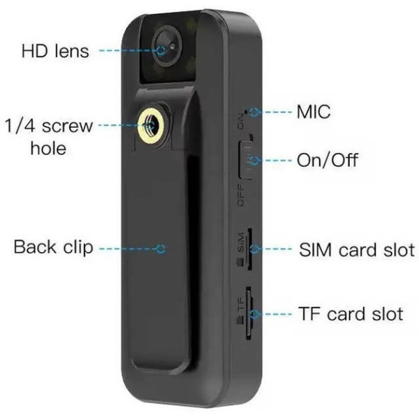 Нагрудная боди-камера S15 4G, поворотный объектив, ночная съемка, microSD до 256 ГБ