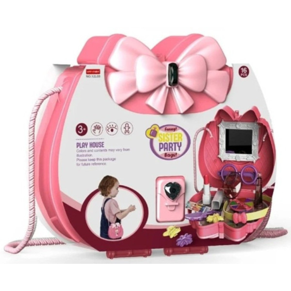 Косметический набор для детей Kids Pretend Toy Bag / сумка для макияжа  с зеркалом Розовый