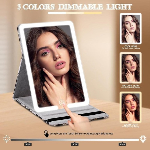 Зеркало настольное аккумуляторное Makeup Mirror Stand LED для макияжа Белый
