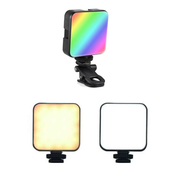 Мини видеосвет LED RGB AY-83 с аккумулятором и зажимом, портативная светодиодная лампа для фото и видео