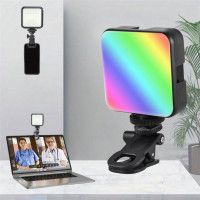 Мини видеосвет LED RGB AY-83 с аккумулятором и зажимом, портативная светодиодная лампа для фото и видео