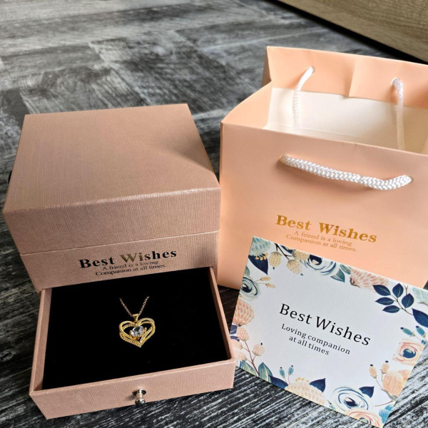 Подарочный набор роз из мыла Best Wishes Нeart Love 9 штук в розовой шкатулке с кулоном цепочкой Сердце