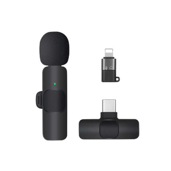 Беспроводной петличный микрофон K9 Wireless Lavalier Microphone с переходниками и адаптером Lightning TypeC
