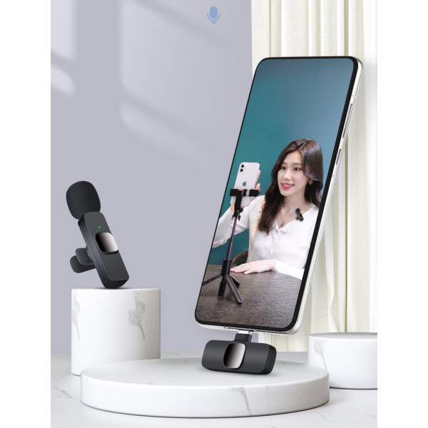 Беспроводной петличный микрофон K9 Wireless Lavalier Microphone с переходниками и адаптером Lightning TypeC