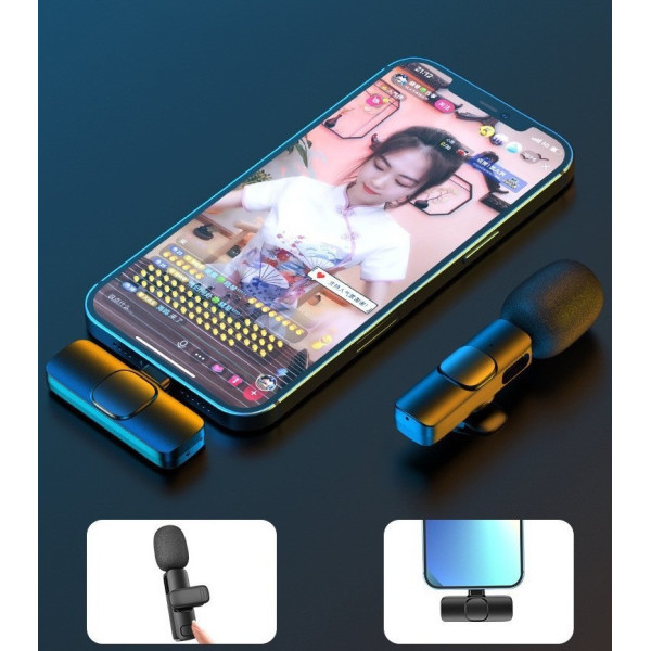 Беспроводной петличный микрофон K9 Wireless Lavalier Microphone с переходниками и адаптером Lightning TypeC