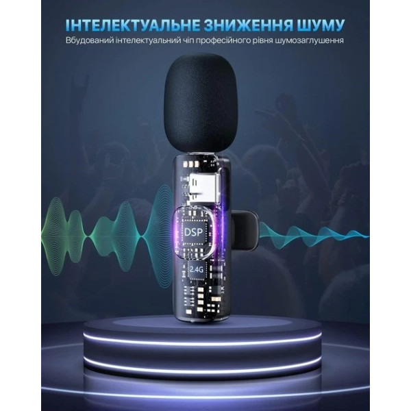 Комплект петличных микрофоном Wireless K9+ Lavalier Microphone с двумя переходниками Black
