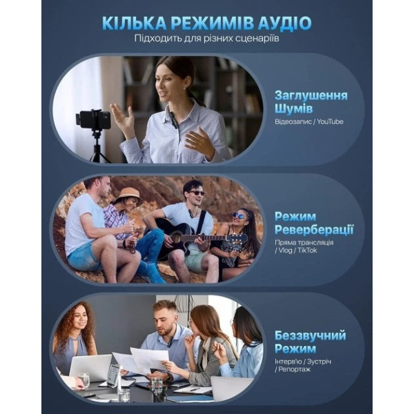Комплект петличных микрофоном Wireless K9+ Lavalier Microphone с двумя переходниками Black