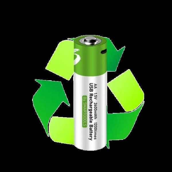 Комплект батареек AA 2шт аккумуляторные 2600mWh с Type-C на 1.5V