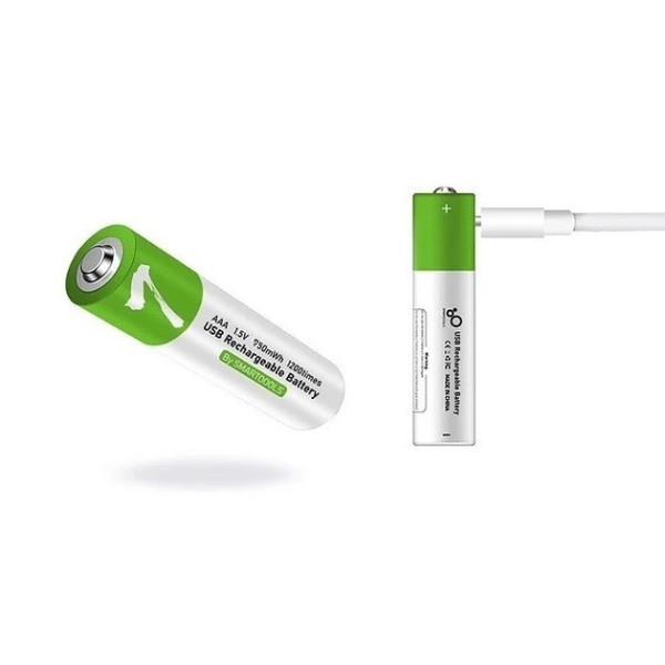Комплект батарейки AAA аккумуляторные 750mWh 2 шт с USB Type-C от Smartoools на 1.5V
