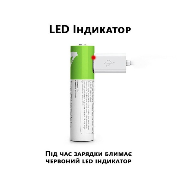 Комплект батарейки AAA аккумуляторные 750mWh 2 шт с USB Type-C от Smartoools на 1.5V