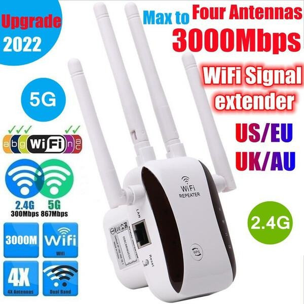 Роутер Wi fi repeater 2,4G/5G 1200 Мбит/с с вилкой для розетки / Усилитель Wi-Fi сигнала Белый