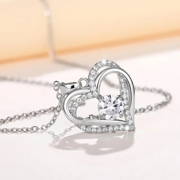 Женское ожерелье с кулоном в форме сердца Heart Сердце из циркония Серебро