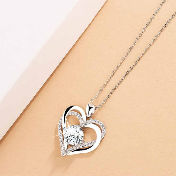 Женское ожерелье с кулоном в форме сердца Heart Сердце из циркония Серебро