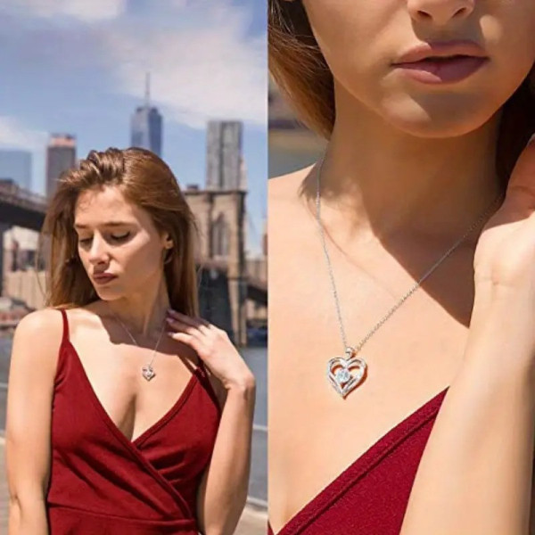 Женское ожерелье с кулоном в форме сердца Heart Сердце из циркония Серебро