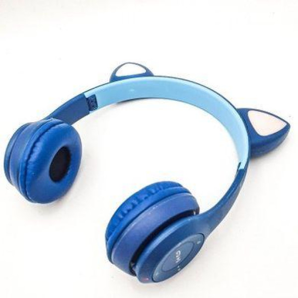 Беспроводные Bluetooth наушники с кошачьими ушками Y 47 (синий)