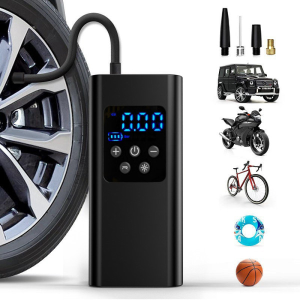 Портативный компрессор для авто заряжаемого от USB/ насос с LED дисплеем аккумуляторный 6000mAh
