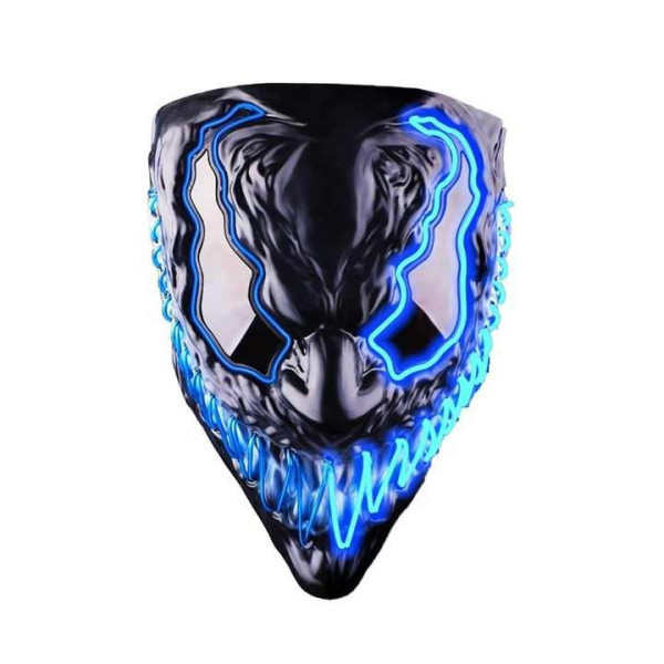 Маска Веном  Aurora Venom с неоновой подсветкой Синяя
