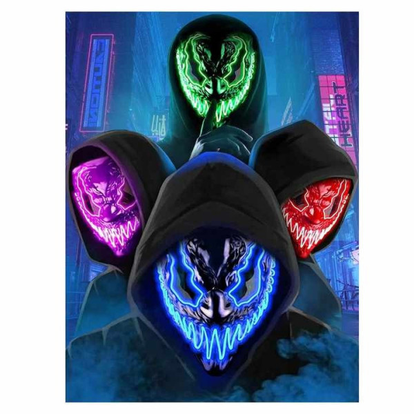 Маска Веном  Aurora Venom с неоновой подсветкой Синяя