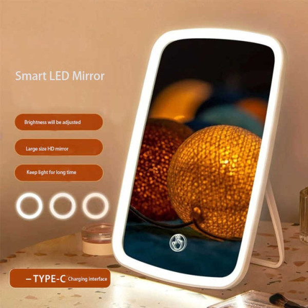 Настольное зеркало для макияжа на аккумуляторе с LED подсветкой и сенсорным включателем
