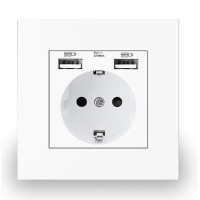 Розетка Coswall с 2 USB-портами с заземлением Пластик Белая