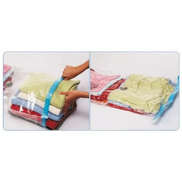 Вакуумный пакет для переезда и хранения вещей Vacum Bag 50*60 см с клапаном для пылесоса, прозрачный