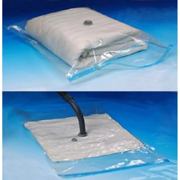 Вакуумный пакет для переезда и хранения вещей Vacum Bag 50*60 см с клапаном для пылесоса, прозрачный