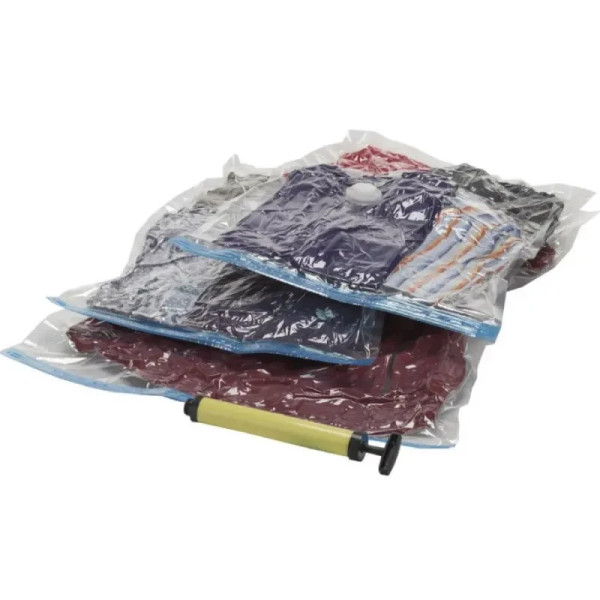 Вакуумный пакет для переезда и хранения вещей Vacum Bag 50*60 см с клапаном для пылесоса, прозрачный