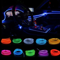 Неоновая подсветка авто салона авто RGB меняет 7 цветов, приборки, Гибкий неон 5 метров