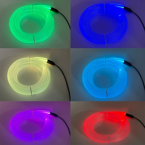 Неоновая подсветка авто салона авто RGB меняет 7 цветов, приборки, Гибкий неон 5 метров