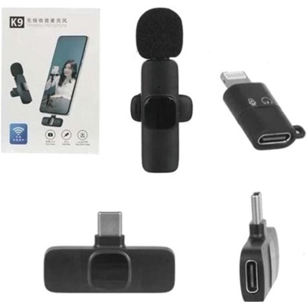 Беспроводной микрофон петличный K8 с адаптером Lightning-Type-C Black