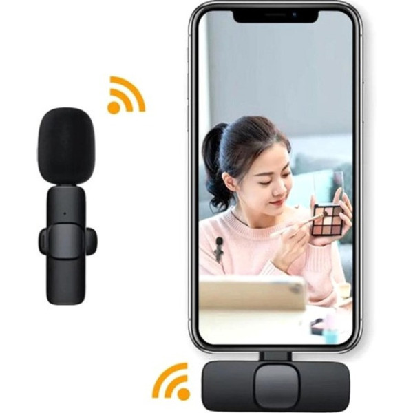Беспроводной микрофон петличный K8 с адаптером Lightning-Type-C Black