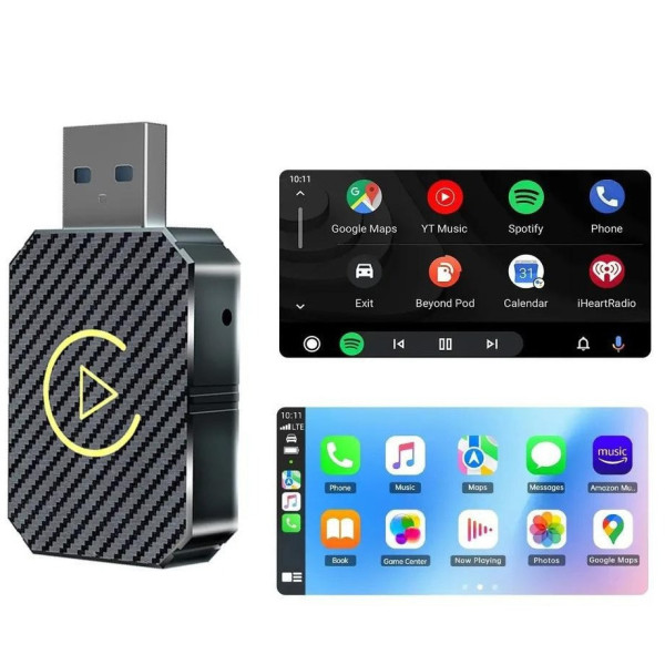 Беспроводной Адаптер для автомобиля для CarPlay Android Auto Usb Bluethooth Black