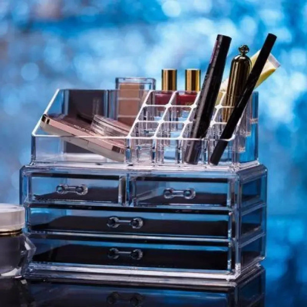 Настольный акриловый органайзер для косметики Cosmetic Storage Box 4 ящика