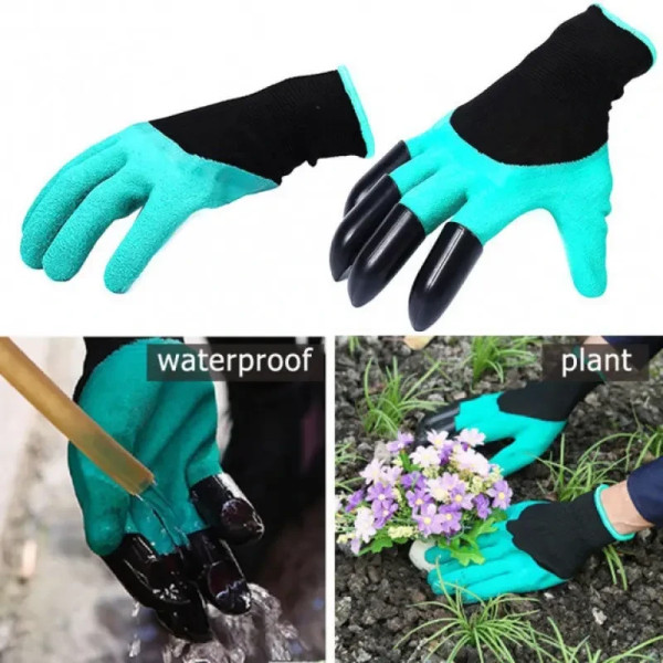 Резиновые перчатки с когтями для сада и огорода Garden Genie Gloves