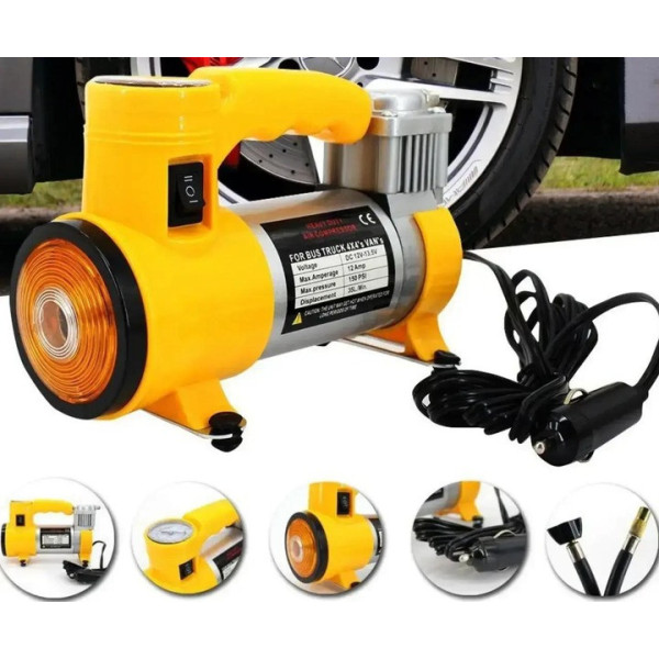 Компрессор Air Compressor 12V/220V с цифровым манометром, питание от прикуривателя