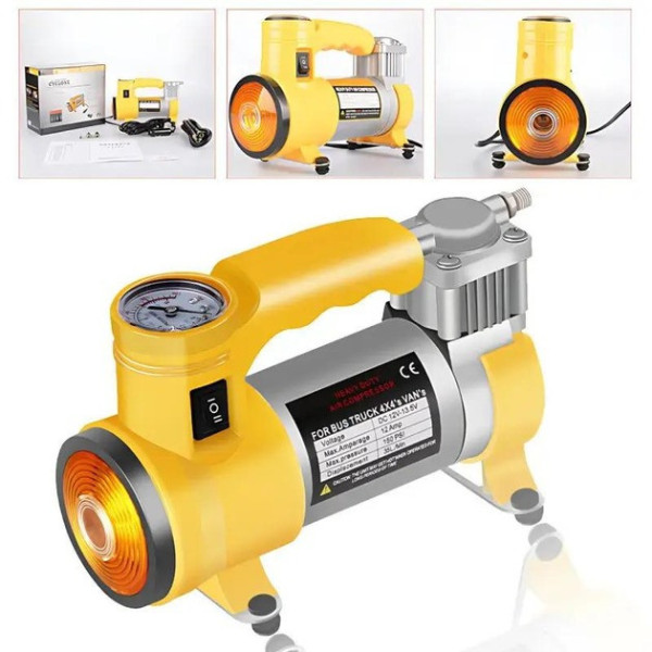 Компрессор Air Compressor 12V/220V с цифровым манометром, питание от прикуривателя