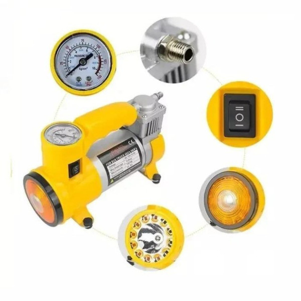 Компрессор Air Compressor 12V/220V с цифровым манометром, питание от прикуривателя