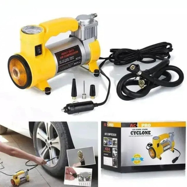 Компрессор Air Compressor 12V/220V с цифровым манометром, питание от прикуривателя
